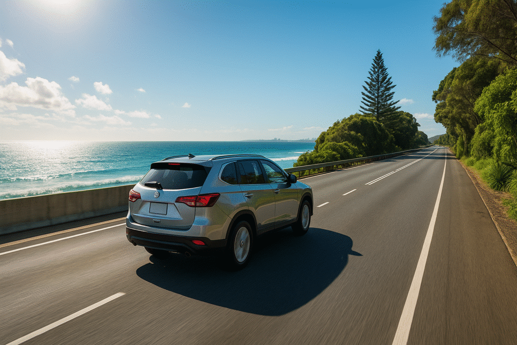 Car driving along the Gold Coast