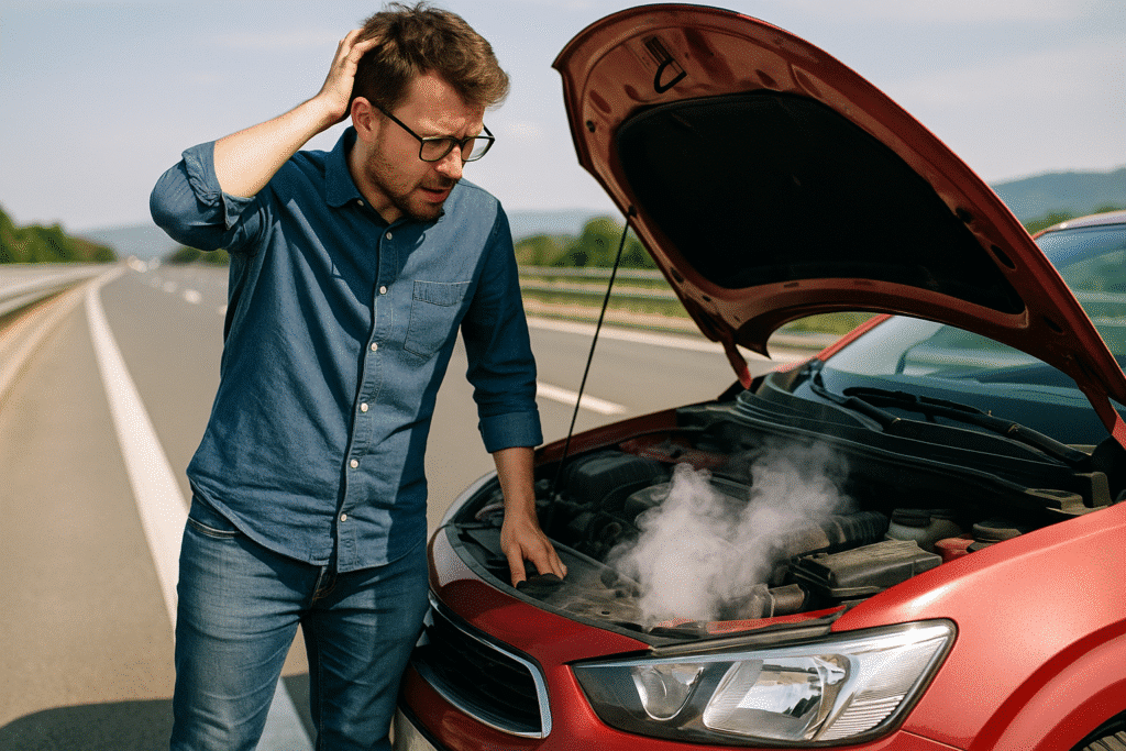 Car overheating on the motorway