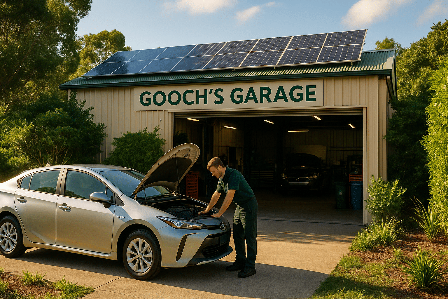ff28f5fb-a514-4fae-b8ed-a5900a93e080 A modern eco-friendly car workshop on the Gold Coast